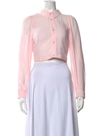 Pre-owned Moussy Long Sleeve Button-up Top In Pink
