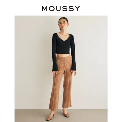 Moussy 春夏m系列直筒通勤简约针织休闲裤010fa370-5980 In Brown