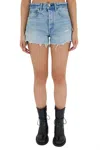 Moussy Fairlawn High Waist Cutoff Denim Shorts In Blue