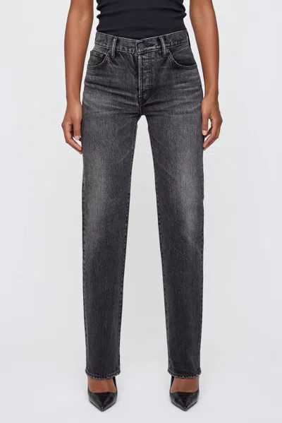 Moussy Melbourne Straight Leg Jeans In Black In Grey