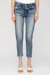 Moussy Merry Tapered Jeans In Mid Blue In Blue