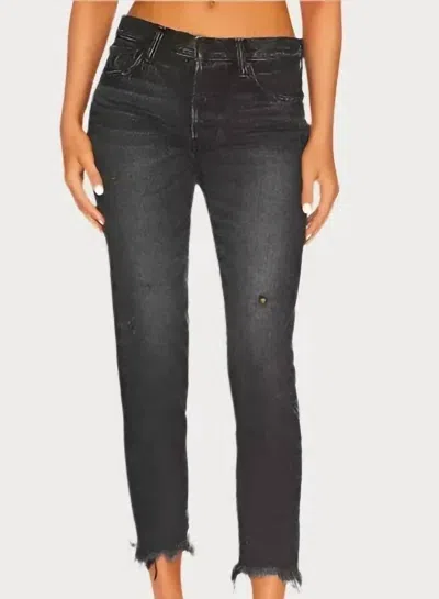 Moussy Merry Tapered Mid Rise Jeans In Denim Black