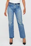 Moussy Micanopy Mid Rise Straight Jeans In Light Blue In Blue