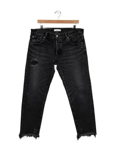 Pre-owned Moussy Mid-rise Straight Leg Jeans In Black
