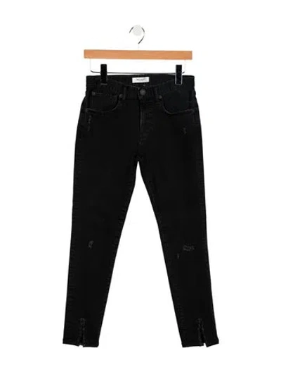 Pre-owned Moussy Mid-rise Straight Leg Jeans In Black