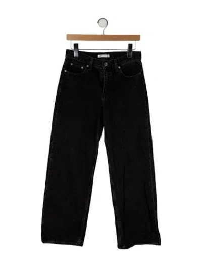Pre-owned Moussy Mid-rise Straight Leg Jeans In Black