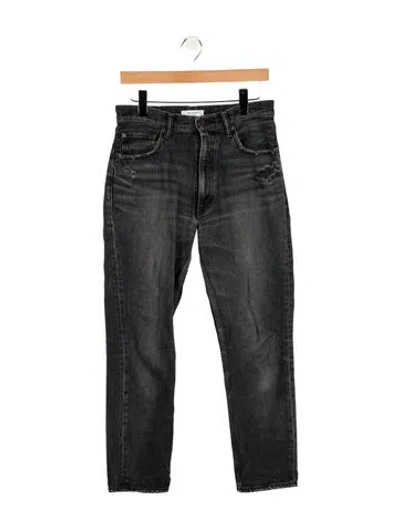 Pre-owned Moussy Mid-rise Straight Leg Jeans In Black