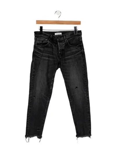 Pre-owned Moussy Mid-rise Straight Leg Jeans In Black