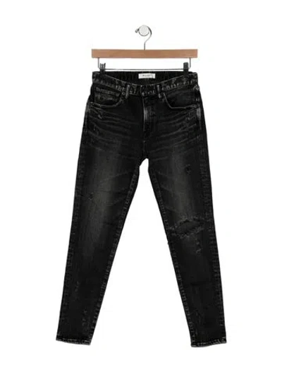 Pre-owned Moussy Mid-rise Straight Leg Jeans In Black