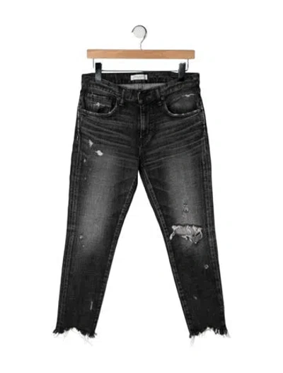 Pre-owned Moussy Mid-rise Straight Leg Jeans In Black
