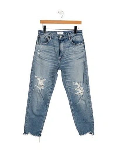 Pre-owned Moussy Mid-rise Straight Leg Jeans In Blue
