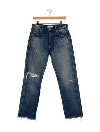 Pre-owned Moussy Mid-rise Straight Leg Jeans In Blue