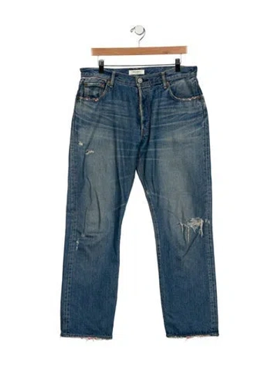 Pre-owned Moussy Mid-rise Straight Leg Jeans In Blue