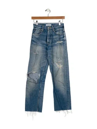 Pre-owned Moussy Mid-rise Straight Leg Jeans In Blue