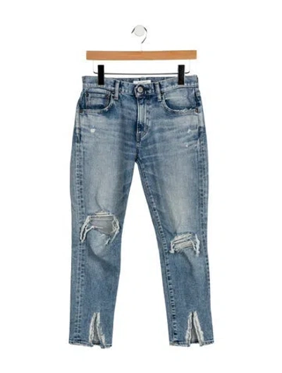Pre-owned Moussy Mid-rise Straight Leg Jeans In Blue