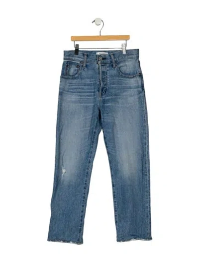 Pre-owned Moussy Mid-rise Straight Leg Jeans In Blue