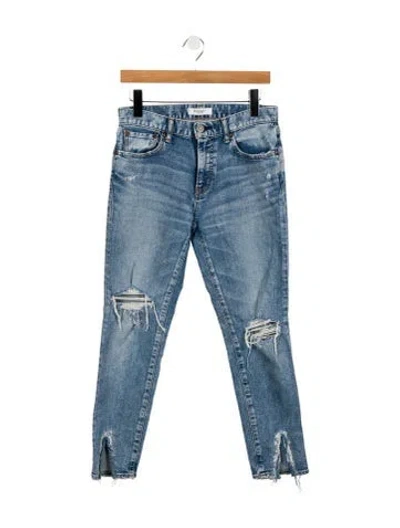 Pre-owned Moussy Mid-rise Straight Leg Jeans In Blue