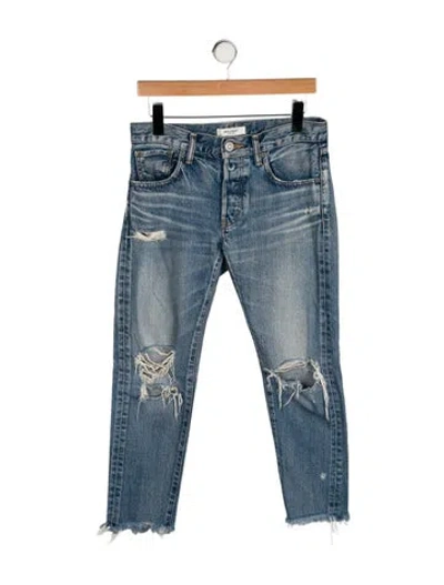 Pre-owned Moussy Mid-rise Straight Leg Jeans In Blue