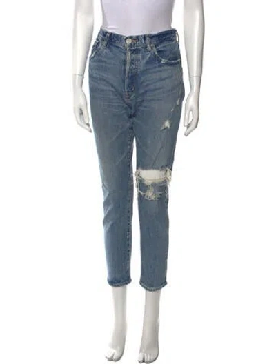Pre-owned Moussy Mid-rise Straight Leg Jeans In Blue