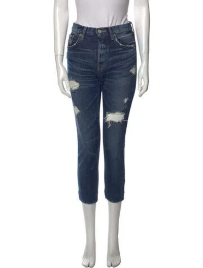 Pre-owned Moussy Mid-rise Straight Leg Jeans In Blue