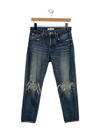Pre-owned Moussy Mid-rise Straight Leg Jeans In Blue