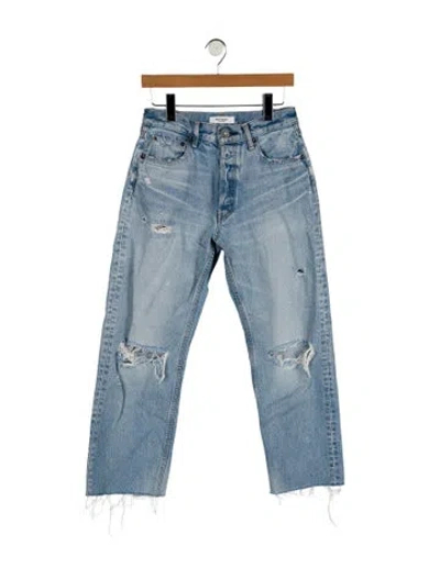 Pre-owned Moussy Mid-rise Straight Leg Jeans In Blue
