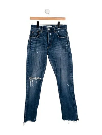 Pre-owned Moussy Mid-rise Straight Leg Jeans In Blue