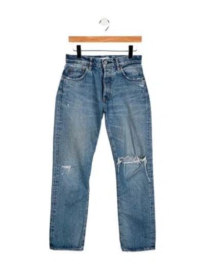 Pre-owned Moussy Mid-rise Straight Leg Jeans In Blue