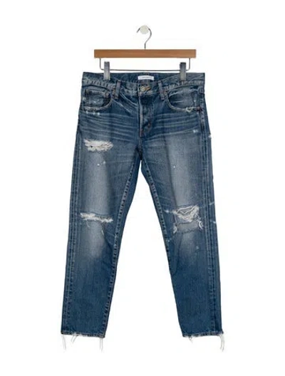 Pre-owned Moussy Mid-rise Straight Leg Jeans In Blue