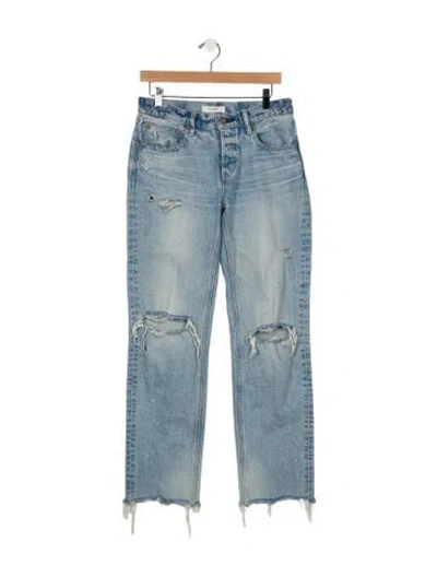 Pre-owned Moussy Mid-rise Straight Leg Jeans In Blue