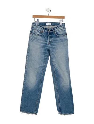 Pre-owned Moussy Mid-rise Straight Leg Jeans In Blue