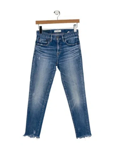 Pre-owned Moussy Mid-rise Straight Leg Jeans In Blue
