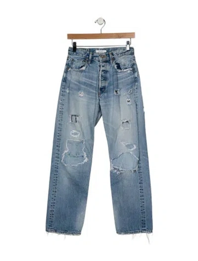 Pre-owned Moussy Mid-rise Straight Leg Jeans In Blue