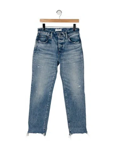 Pre-owned Moussy Mid-rise Straight Leg Jeans In Blue