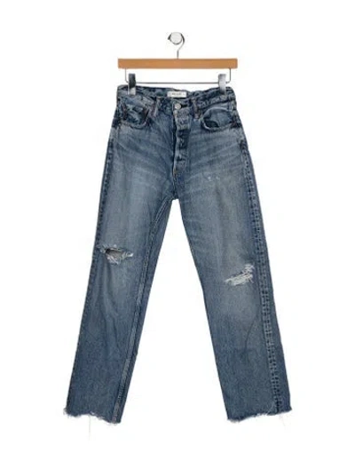 Pre-owned Moussy Mid-rise Straight Leg Jeans In Blue
