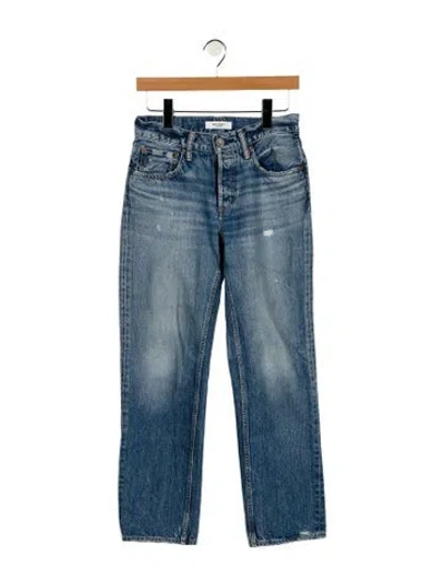 Pre-owned Moussy Mid-rise Straight Leg Jeans In Blue