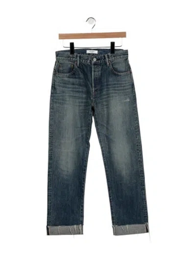Pre-owned Moussy Mid-rise Straight Leg Jeans In Blue