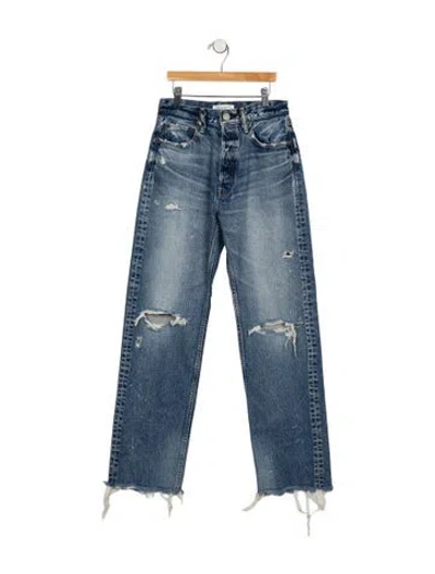 Pre-owned Moussy Mid-rise Straight Leg Jeans In Blue