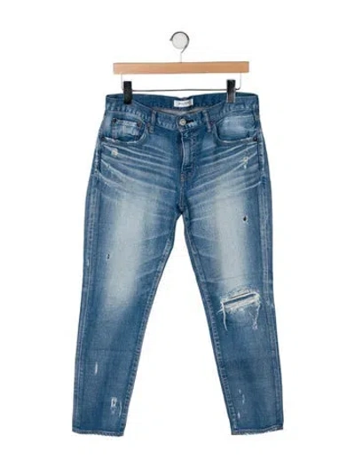 Pre-owned Moussy Mid-rise Straight Leg Jeans In Blue
