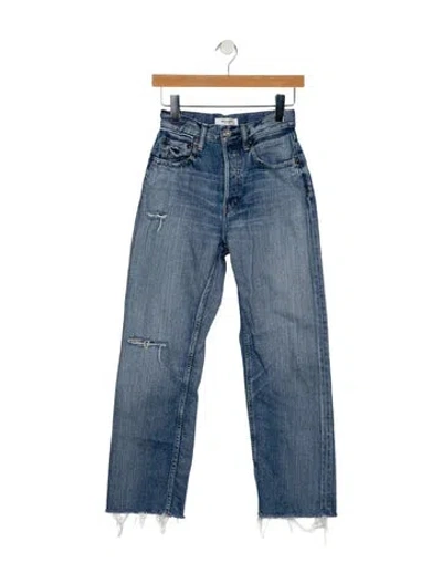 Pre-owned Moussy Mid-rise Straight Leg Jeans In Blue