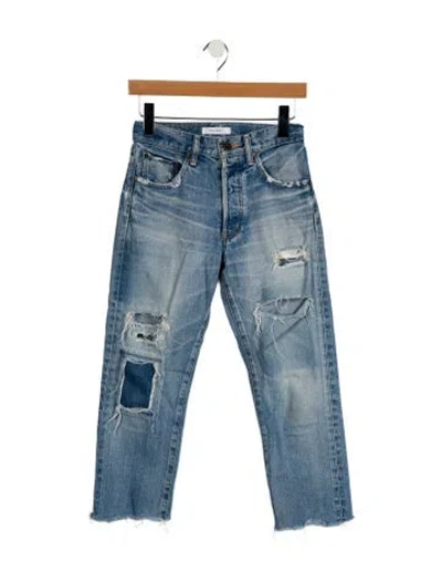 Pre-owned Moussy Mid-rise Straight Leg Jeans In Blue