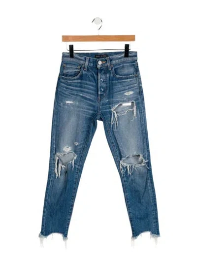 Pre-owned Moussy Mid-rise Straight Leg Jeans In Blue
