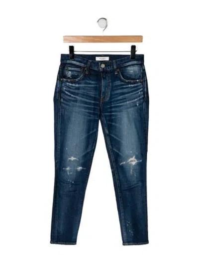 Pre-owned Moussy Mid-rise Straight Leg Jeans In Blue