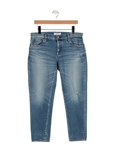 Pre-owned Moussy Mid-rise Straight Leg Jeans In Blue