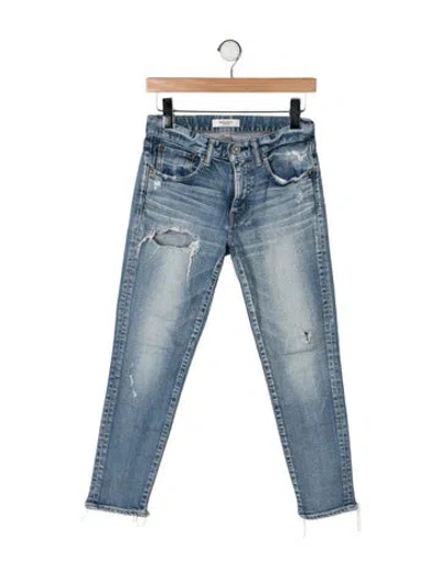 Pre-owned Moussy Mid-rise Straight Leg Jeans In Blue