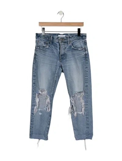 Pre-owned Moussy Mid-rise Straight Leg Jeans In Blue