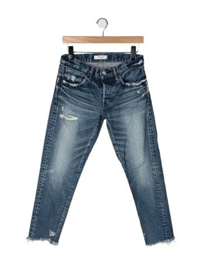 Pre-owned Moussy Mid-rise Straight Leg Jeans In Blue