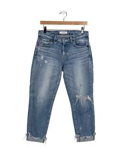 Pre-owned Moussy Mid-rise Straight Leg Jeans In Blue