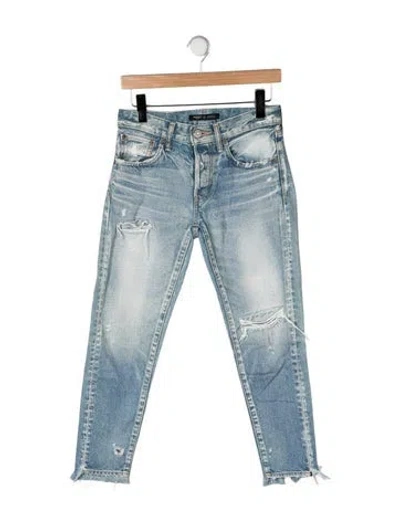 Pre-owned Moussy Mid-rise Straight Leg Jeans In Blue