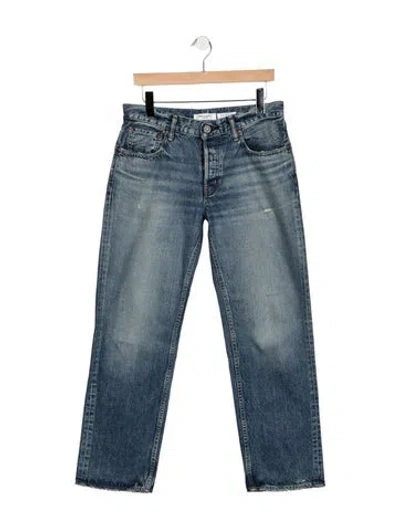 Pre-owned Moussy Mid-rise Straight Leg Jeans In Blue